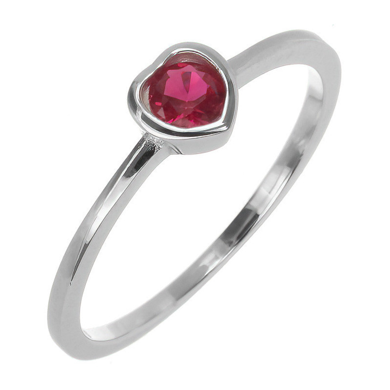 Ezüst gyűrű - szív, sötétrózsaszín kerek cirkónia | Argento-ekszer.hu