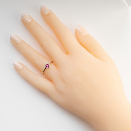 Ezüst gyűrű - szív, sötétrózsaszín kerek cirkónia | Argento-ekszer.hu