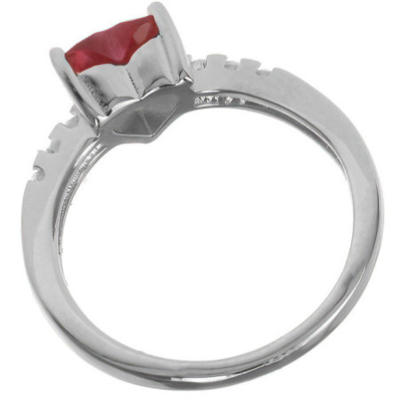 Ezüst gyűrű - szív, átlátszó kerek cirkóniák, sötétrózsaszín szív alakú cirkónia | Argento-ekszer.hu