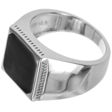 Ezüst gyűrű - pecsétgyűrű, fekete négyzet alakú máz | Argento-ekszer.hu