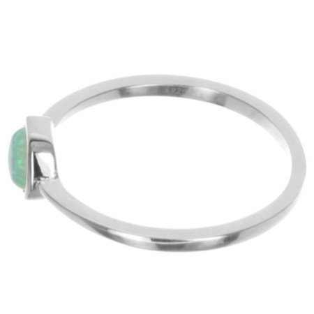 Ezüst gyűrű - fehér kerek szintetikus opál | Argento-ekszer.hu