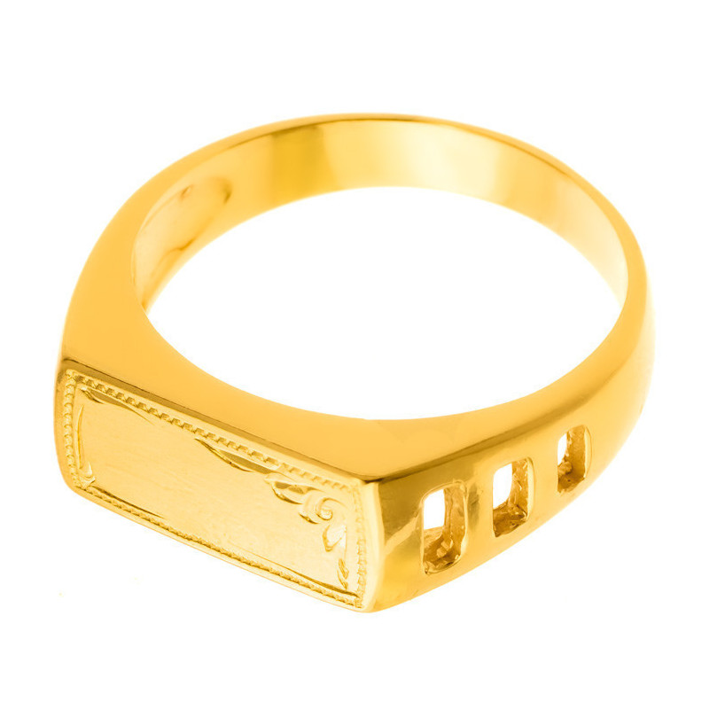 Aranyozott ezüst gyűrű - pecsétgyűrű, kézi gravírozással | Argento-ekszer.hu