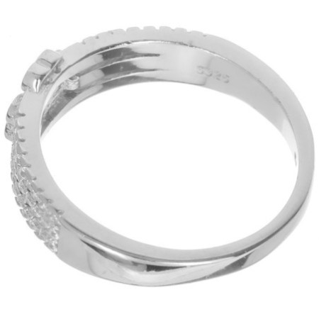 Ezüst gyűrű - négylevelű lóhere, átlátszó kerek cirkóniák | Argento-ekszer.hu