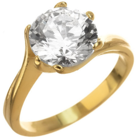 Aranyozott ezüst gyűrű - átlátszó kerek cirkónia | Argento-ekszer.hu