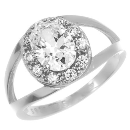 Ezüst gyűrű - átlátszó ovális cirkónia, átlátszó kerek cirkóniák | Argento-ekszer.hu