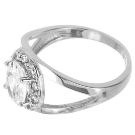 Ezüst gyűrű - átlátszó ovális cirkónia, átlátszó kerek cirkóniák | Argento-ekszer.hu