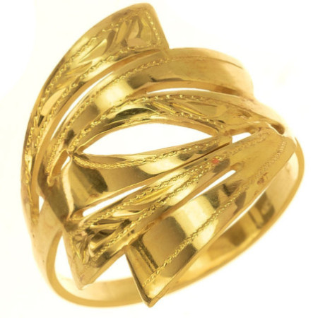 Aranyozott ezüst gyűrű - kézi gravírozással | Argento-ekszer.hu