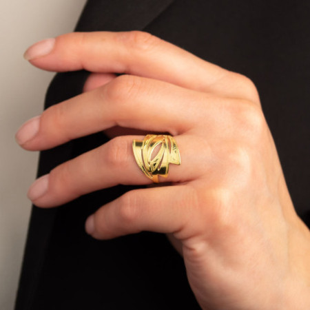 Aranyozott ezüst gyűrű - kézi gravírozással | Argento-ekszer.hu