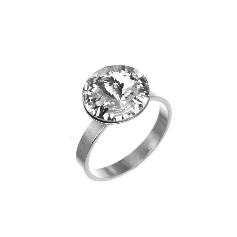 Ezüst gyűrű - átlátszó kerek Swarovski-kristály | Argento-ekszer.hu