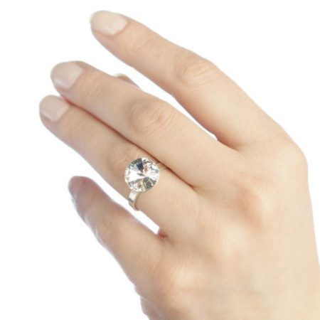 Ezüst gyűrű - átlátszó kerek Swarovski-kristály | Argento-ekszer.hu