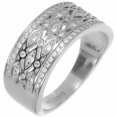 Ezüst gyűrű - átlátszó kerek cirkóniák | Argento-ekszer.hu