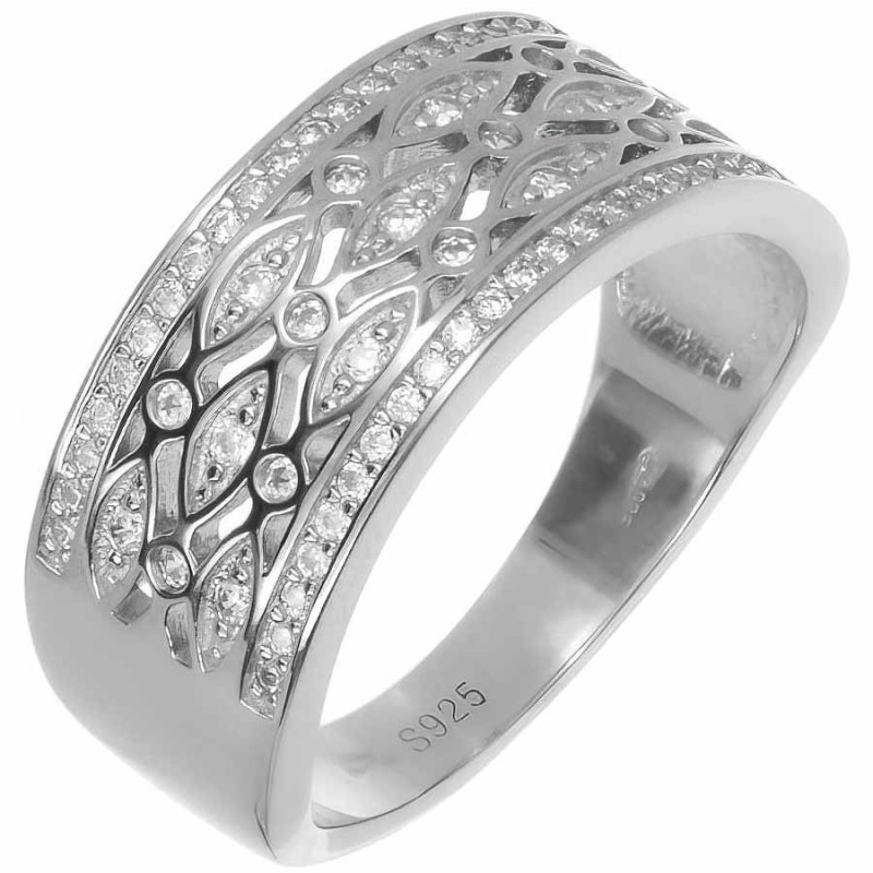 Ezüst gyűrű - átlátszó kerek cirkóniák | Argento-ekszer.hu