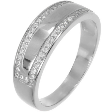 Ezüst gyűrű - átlátszó kerek cirkóniák | Argento-ekszer.hu