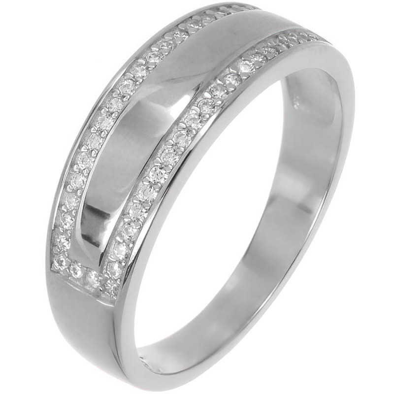 Ezüst gyűrű - átlátszó kerek cirkóniák | Argento-ekszer.hu