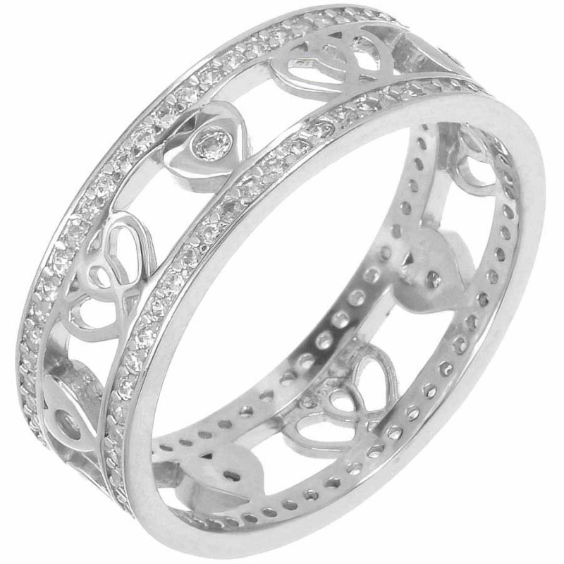 Ezüst gyűrű - karikagyűrű, átlátszó kerek cirkóniák | Argento-ekszer.hu