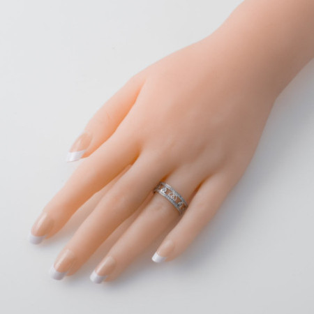 Ezüst gyűrű - karikagyűrű, átlátszó kerek cirkóniák | Argento-ekszer.hu