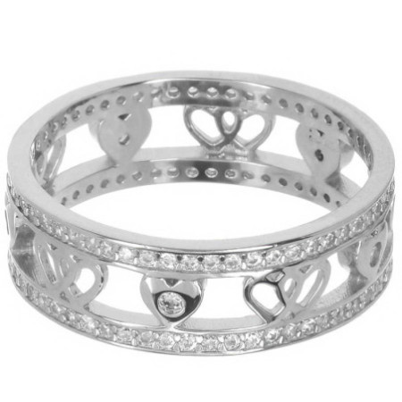 Ezüst gyűrű - karikagyűrű, átlátszó kerek cirkóniák | Argento-ekszer.hu