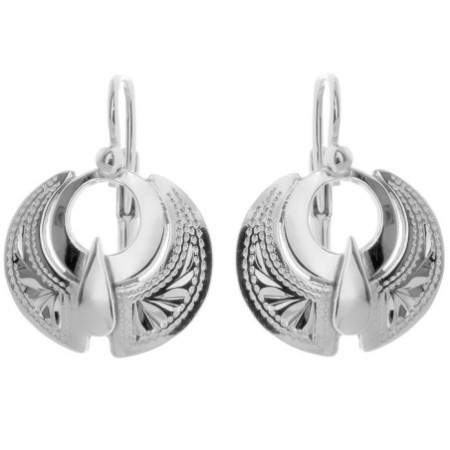 Ezüst fülbevaló - kézi gravírozással | Argento-ekszer.hu