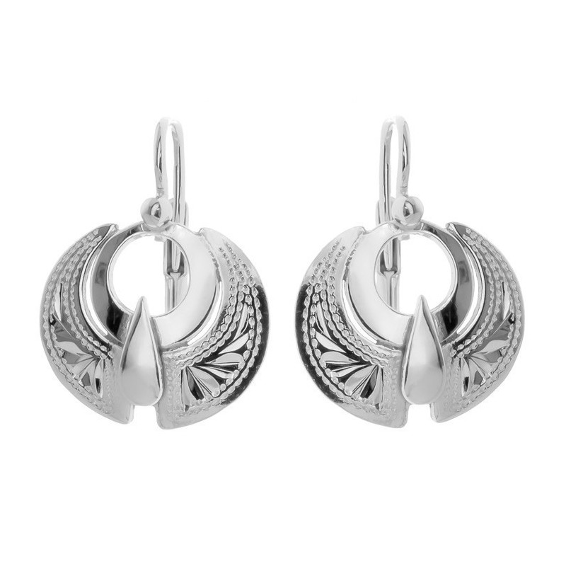 Ezüst fülbevaló - kézi gravírozással | Argento-ekszer.hu