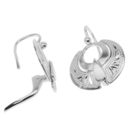 Ezüst fülbevaló - kézi gravírozással | Argento-ekszer.hu