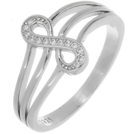 Ezüst gyűrű - végtelen, átlátszó kerek cirkóniák | Argento-ekszer.hu