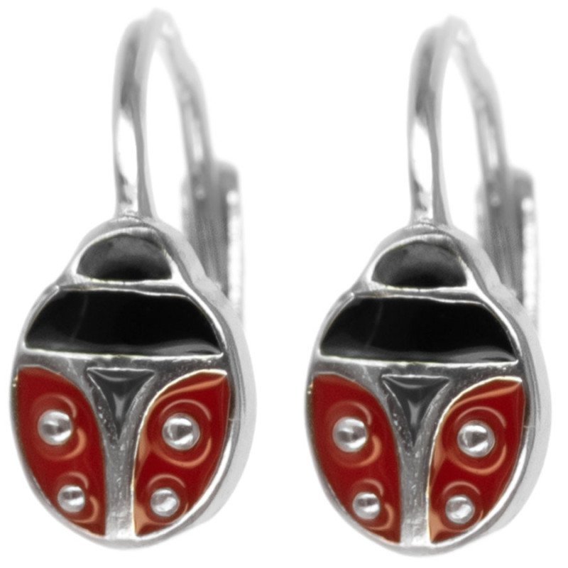 Ezüst fülbevaló - katicabogár, színes máz | Argento-ekszer.hu Ezüst fülbevaló - katicabogár, színes máz | Argento-ekszer.hu