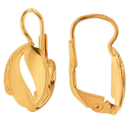 Aranyozott ezüst fülbevaló - kézi gravírozással | Argento-ekszer.hu