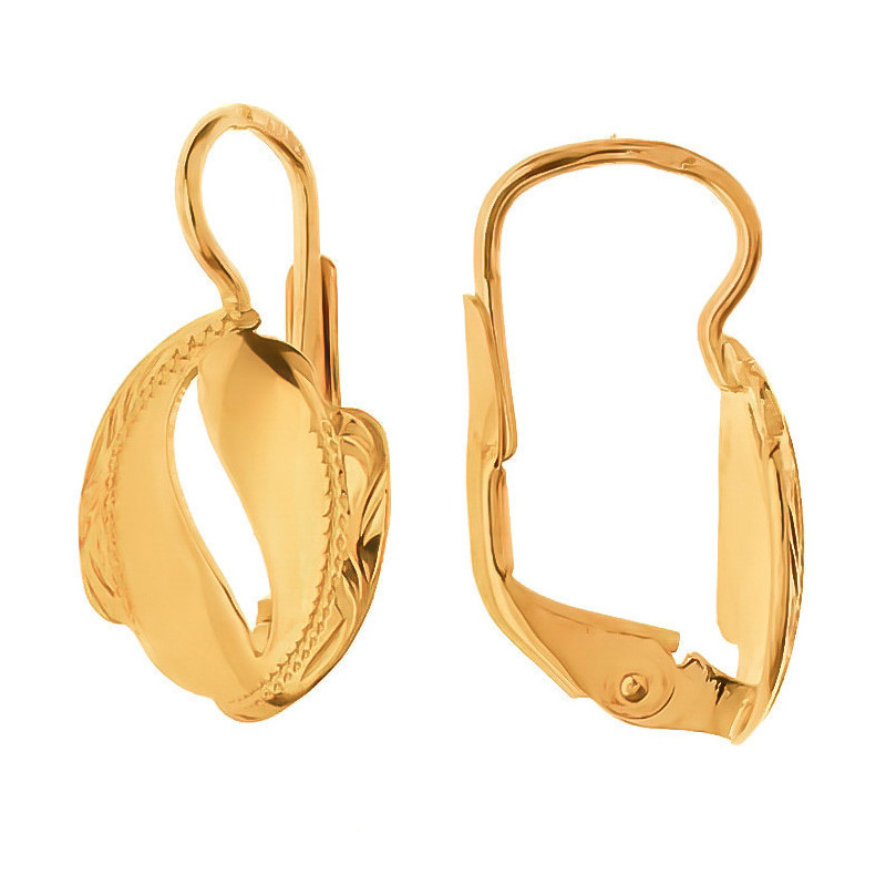 Aranyozott ezüst fülbevaló - kézi gravírozással | Argento-ekszer.hu