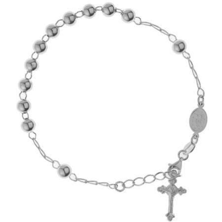 Ezüst karkötő rózsafüzér - 1 tized, kereszt Jézussal, Csodás érem, hossza 20 - 23 cm | Argento-ekszer.hu