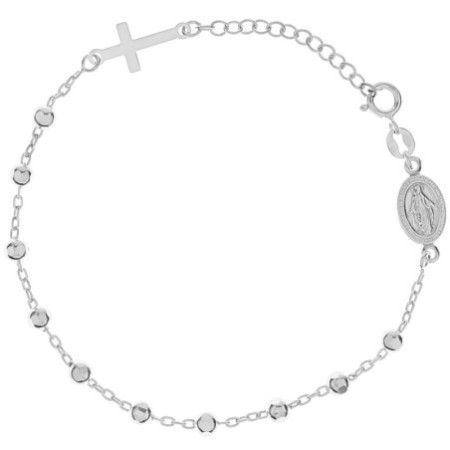 Ezüst karkötő rózsafüzér - 1 tized, kereszt, Csodás érem, hossza 18 - 21 cm | Argento-ekszer.hu