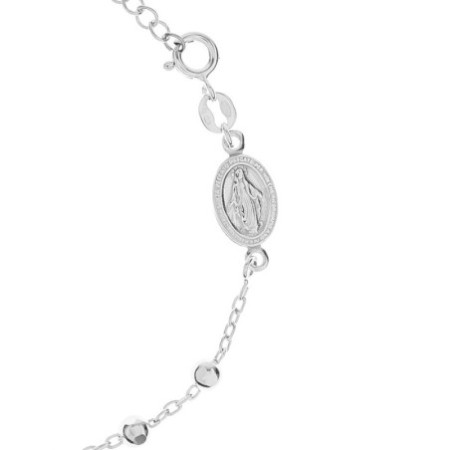 Ezüst karkötő rózsafüzér - 1 tized, kereszt, Csodás érem, hossza 18 - 21 cm | Argento-ekszer.hu