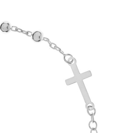 Ezüst karkötő rózsafüzér - 1 tized, kereszt, Csodás érem, hossza 18 - 21 cm | Argento-ekszer.hu