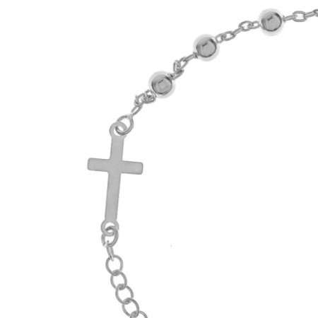 Ezüst karkötő rózsafüzér - 1 tized, kereszt, Csodás érem, hossza 18 - 21 cm | Argento-ekszer.hu