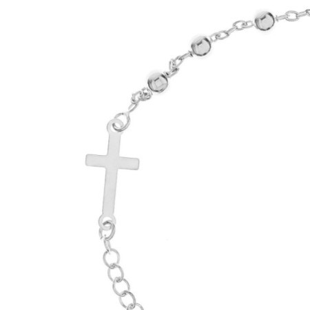 Ezüst karkötő rózsafüzér - 1 tized, kereszt, Csodás érem, hossza 17 - 20 cm | Argento-ekszer.hu