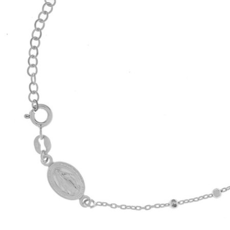 Ezüst karkötő rózsafüzér - 1 tized, kereszt, Csodás érem, hossza 19 - 22 cm | Argento-ekszer.hu