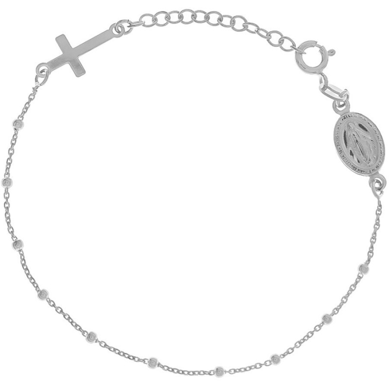 Ezüst karkötő rózsafüzér - 1 tized, kereszt, Csodás érem, hossza 17 - 20 cm | Argento-ekszer.hu