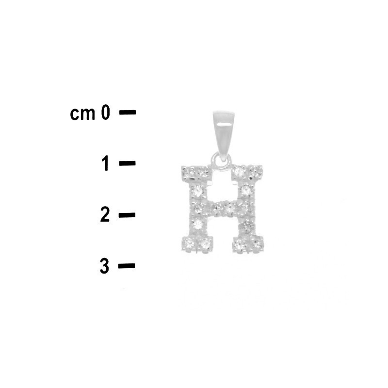 Ezüst medál - levél H, átlátszó kerek cirkóniák | Argento-ekszer.hu