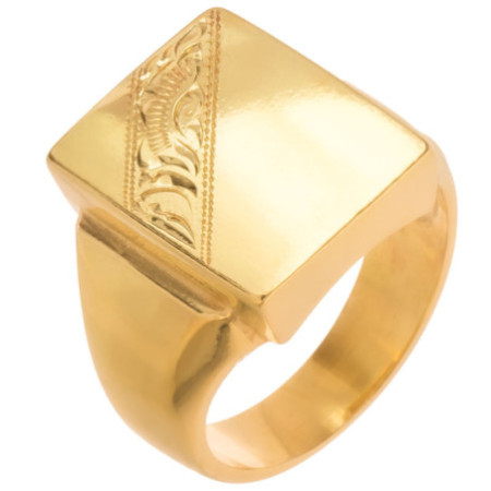 Aranyozott ezüst gyűrű - pecsétgyűrű, kézi gravírozással | Argento-ekszer.hu