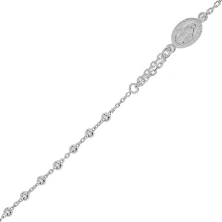 Ezüst karkötő rózsafüzér - 1 tized, kereszt, Csodás érem, hossza 20 - 23 cm | Argento-ekszer.hu