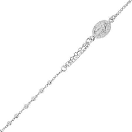 Ezüst karkötő rózsafüzér - 1 tized, kereszt, Csodás érem, hossza 19 - 22 cm | Argento-ekszer.hu