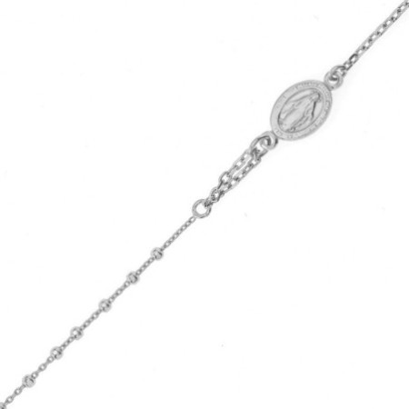 Ezüst karkötő rózsafüzér - 1 tized, kereszt, Csodás érem, hossza 18 - 21 cm | Argento-ekszer.hu