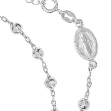 Ezüst karkötő rózsafüzér - 1 tized, kereszt, Csodás érem, hossza 19 - 22 cm | Argento-ekszer.hu