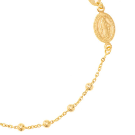 Aranyozott ezüst karkötő rózsafüzér - 1 tized, kereszt, Csodás érem, hossza 17 - 20 cm | Argento-ekszer.hu