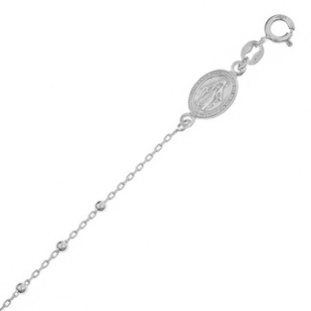 Ezüst karkötő rózsafüzér - 1 tized, kereszt, Csodás érem, hossza 18 - 21 cm | Argento-ekszer.hu