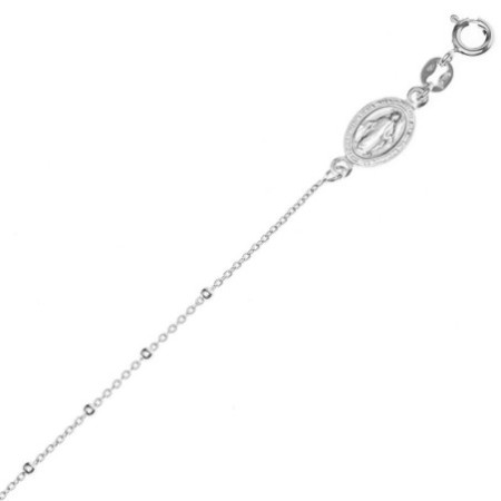 Ezüst karkötő rózsafüzér - 1 tized, kereszt, Csodás érem, hossza 18 - 21 cm | Argento-ekszer.hu