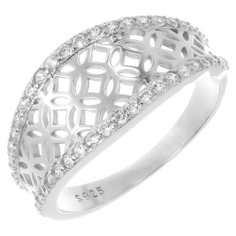 Ezüst gyűrű - átlátszó kerek cirkóniák | Argento-ekszer.hu