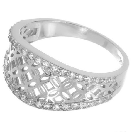 Ezüst gyűrű - átlátszó kerek cirkóniák | Argento-ekszer.hu