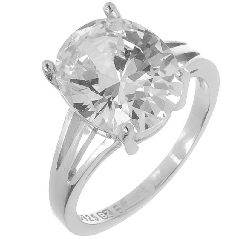 Ezüst gyűrű - átlátszó ovális cirkónia | Argento-ekszer.hu