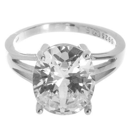 Ezüst gyűrű - átlátszó ovális cirkónia | Argento-ekszer.hu