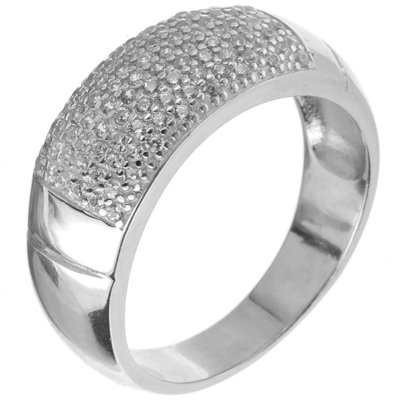 Ezüst gyűrű - átlátszó kerek cirkóniák | Argento-ekszer.hu